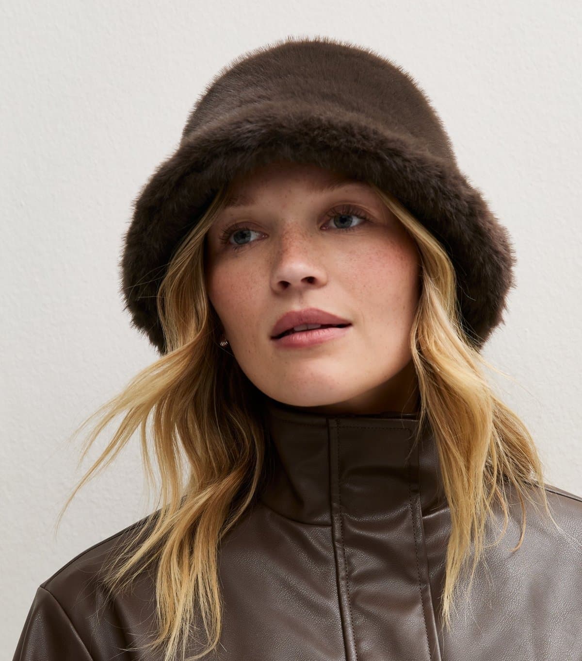 New Look Brown Faux Fur Bucket Hat New Look