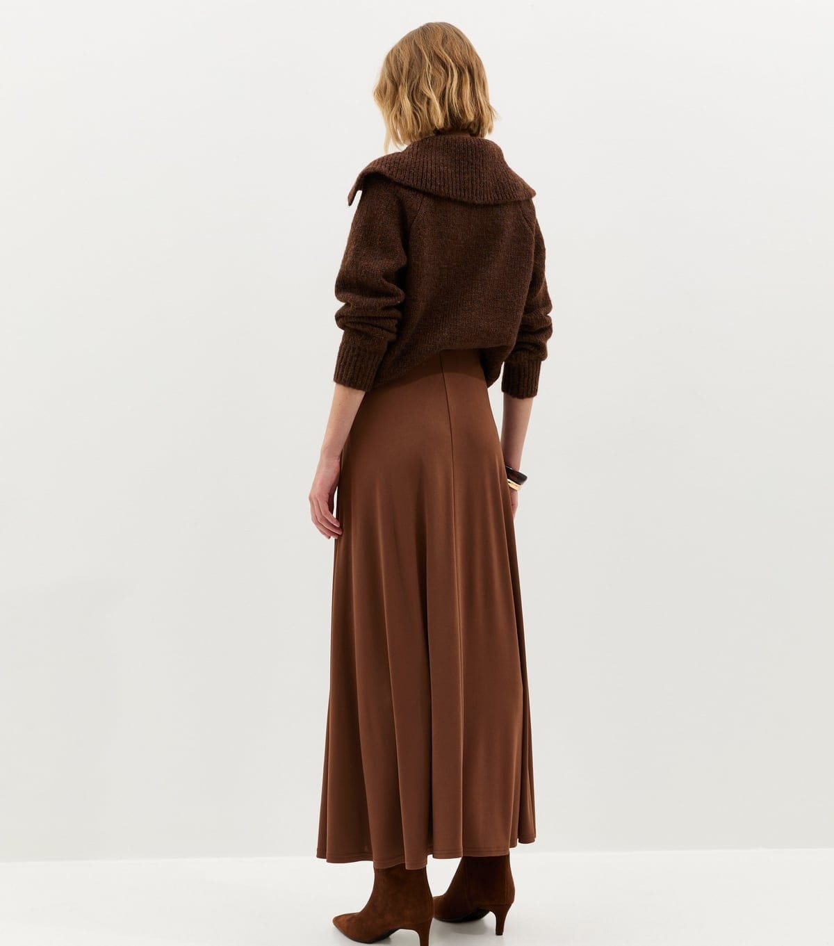 New Look Women's Dark Brown Midweight Jersey Full Skirt New Look - 4