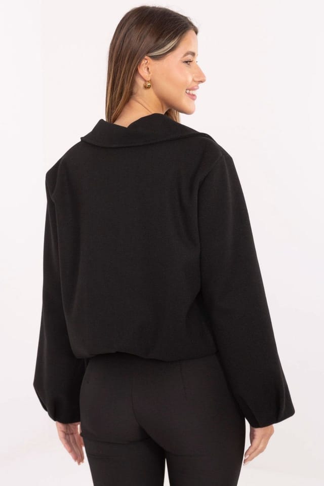 Love Lace Love Lace Women's Light Balloon Sleeve Zip Jacket for Spring in Black - 3