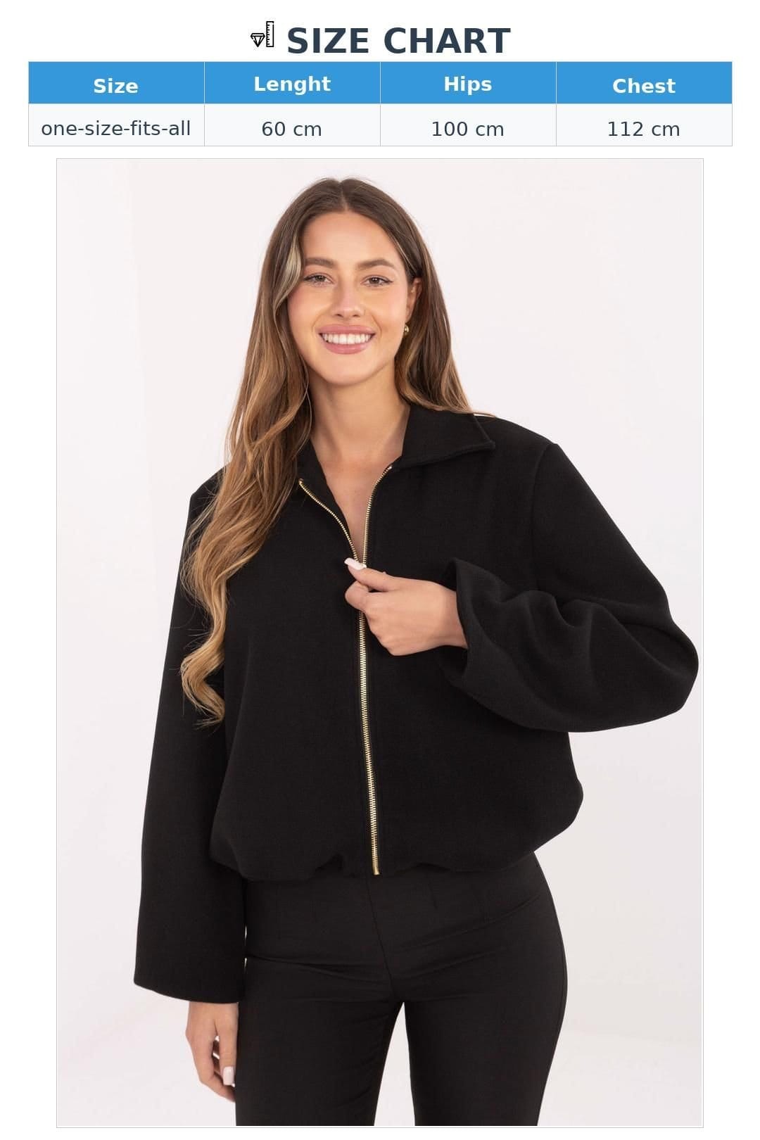 Love Lace Love Lace Women's Light Balloon Sleeve Zip Jacket for Spring in Black - 4