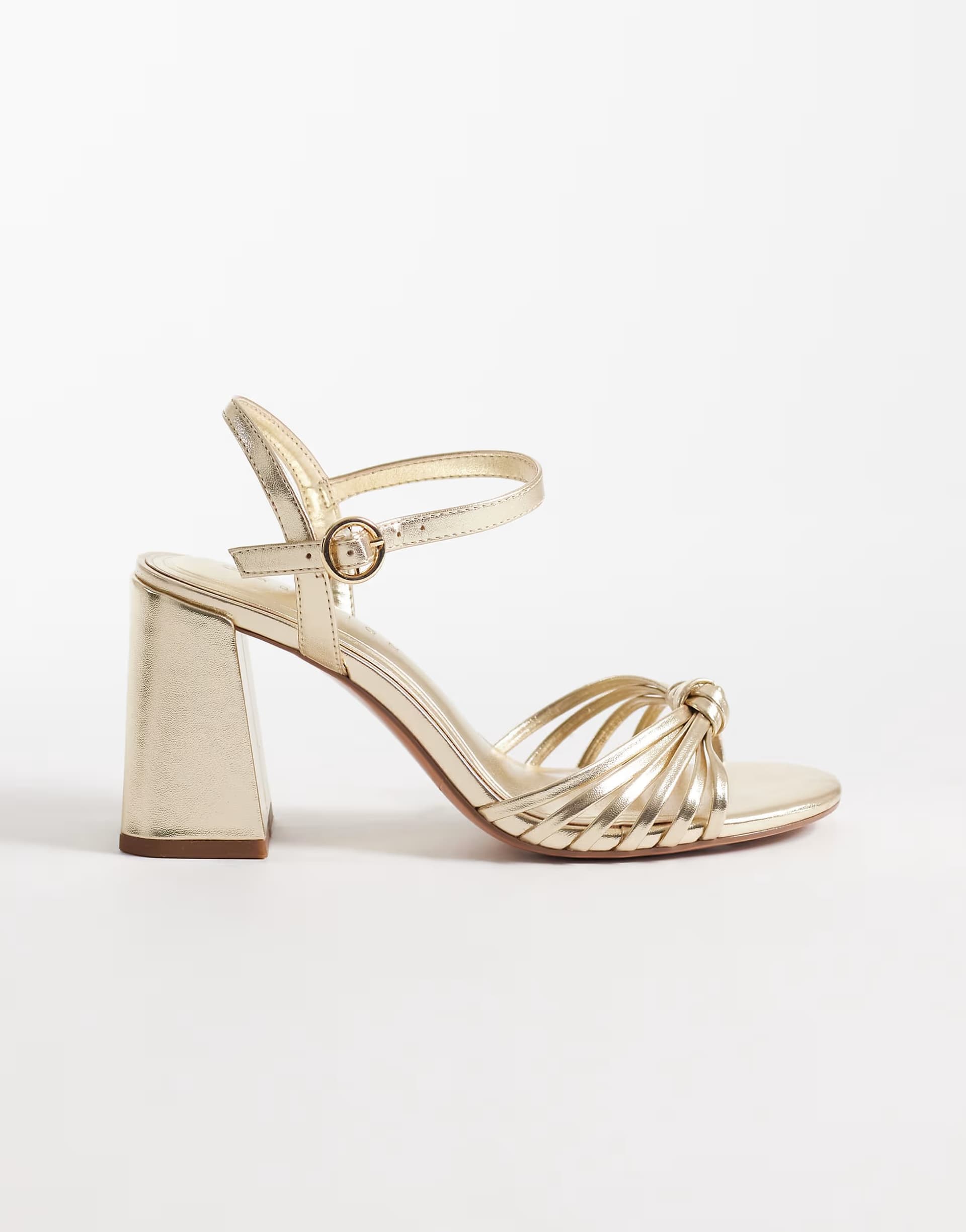 ASOS ASOS DESIGN Heron knotted mid block heel sandals in gold