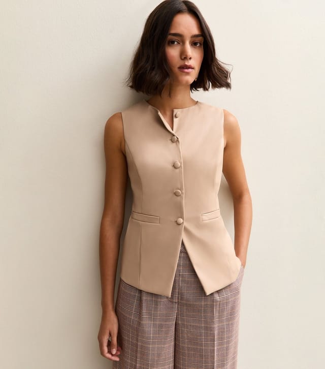 New Look Women's Cream Faux Leather Waistcoat New Look - 2