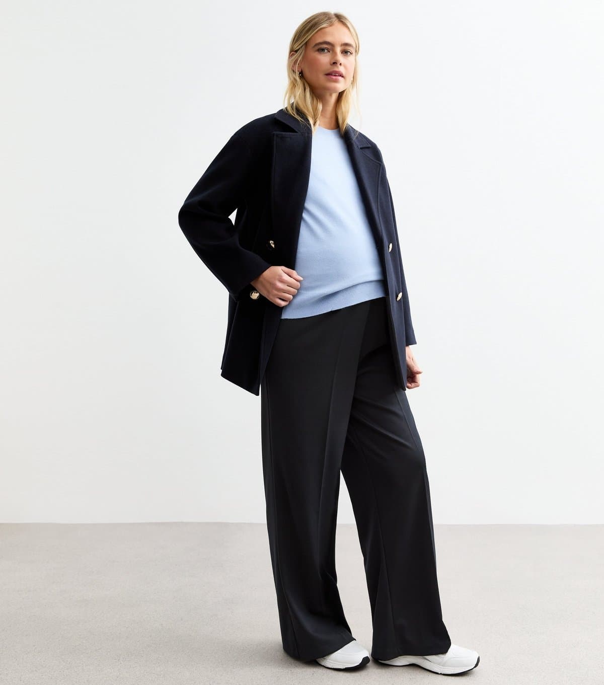 New Look New Look Navy Maternity Wide Leg Jersey Trousers
