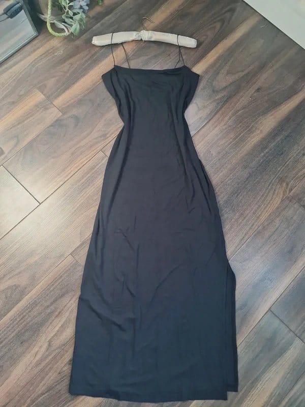 Asos Black Cami Midi Dress Size 6-8 New