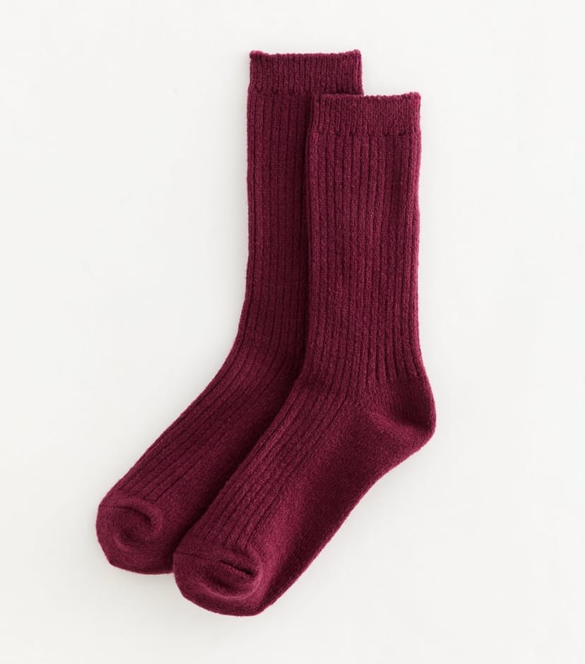 New Look Dark Burgundy Ribbed Lounge Socks New Look - 1