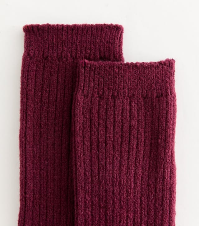 New Look Dark Burgundy Ribbed Lounge Socks New Look - 2