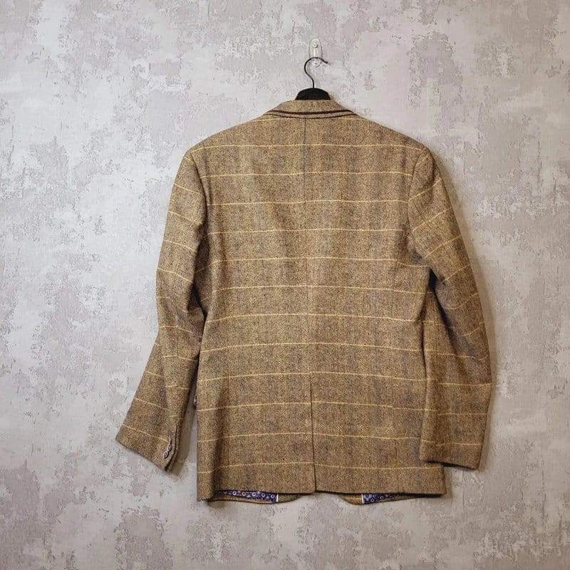 Cavani Brown Herringbone Check Formal 2-Piece Suit Set