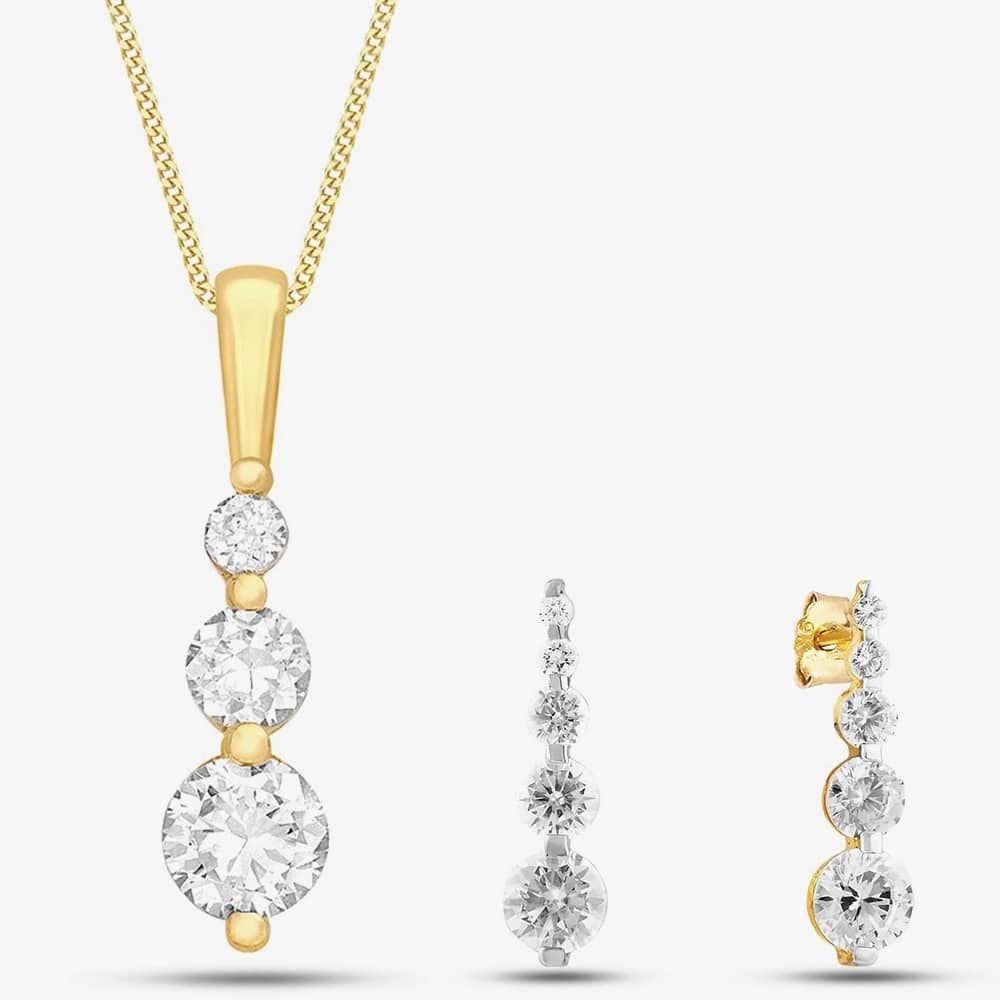T.H.Baker T.H.Baker Women's 9ct Gold Cubic Zirconia Trilogy Pendant 1.62.4114