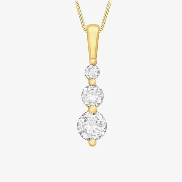 T.H.Baker T.H.Baker Women's 9ct Gold Cubic Zirconia Trilogy Pendant 1.62.4114 - 2