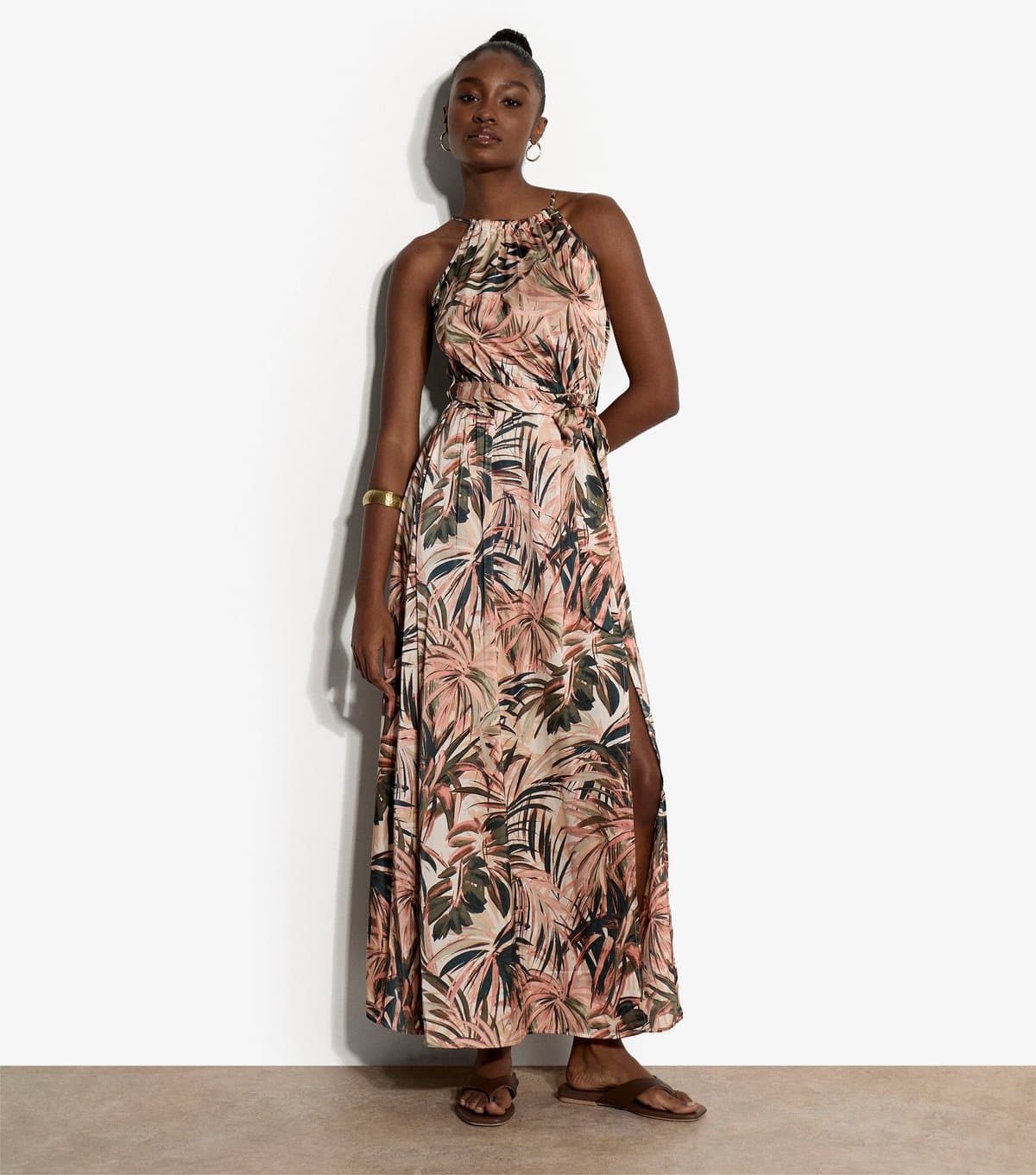 Apricot Women's Tropical Print Midi Dress Apricot New Look