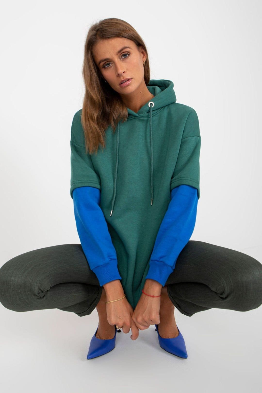 Love Lace Love Lace Women's Extended Cut Hooded Long Sleeve Sweatshirt in Green - 1