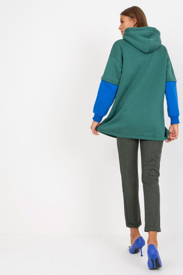 Love Lace Love Lace Women's Extended Cut Hooded Long Sleeve Sweatshirt in Green - 3