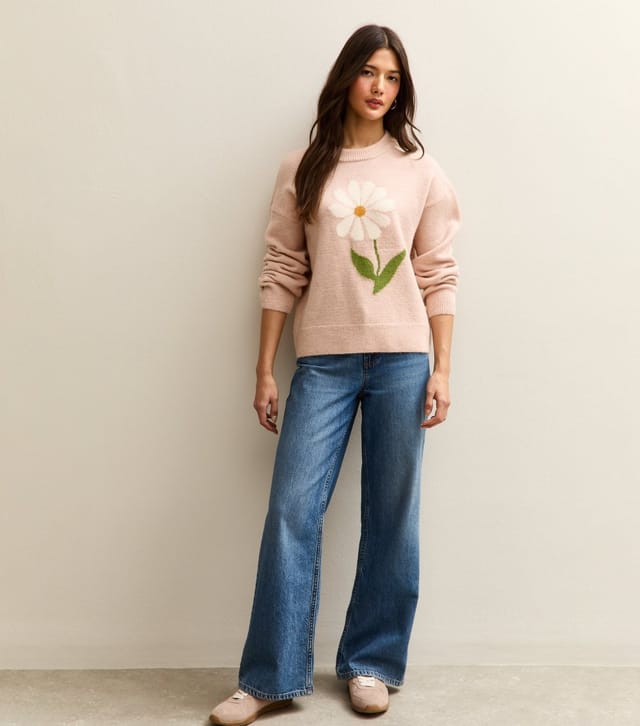 New Look Women's Light Pink Daisy Midweight Knit Jumper New Look - 3