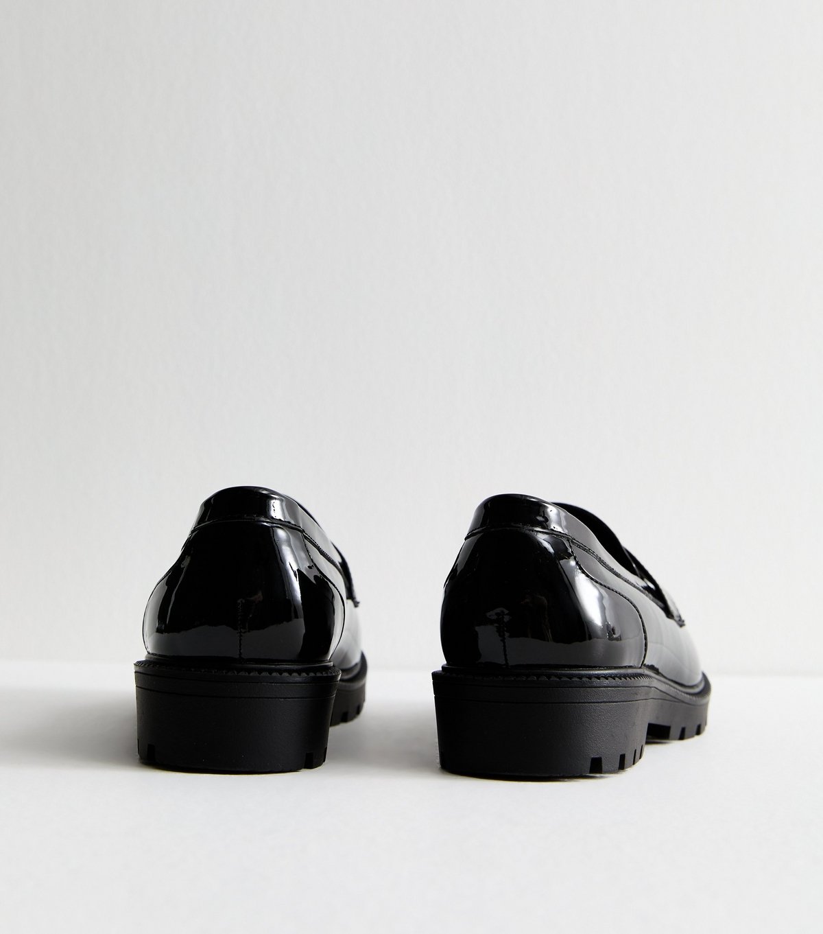 New Look Women's Wide Fit Black Patent Chunky Tassel Loafers Vegan New Look - 4