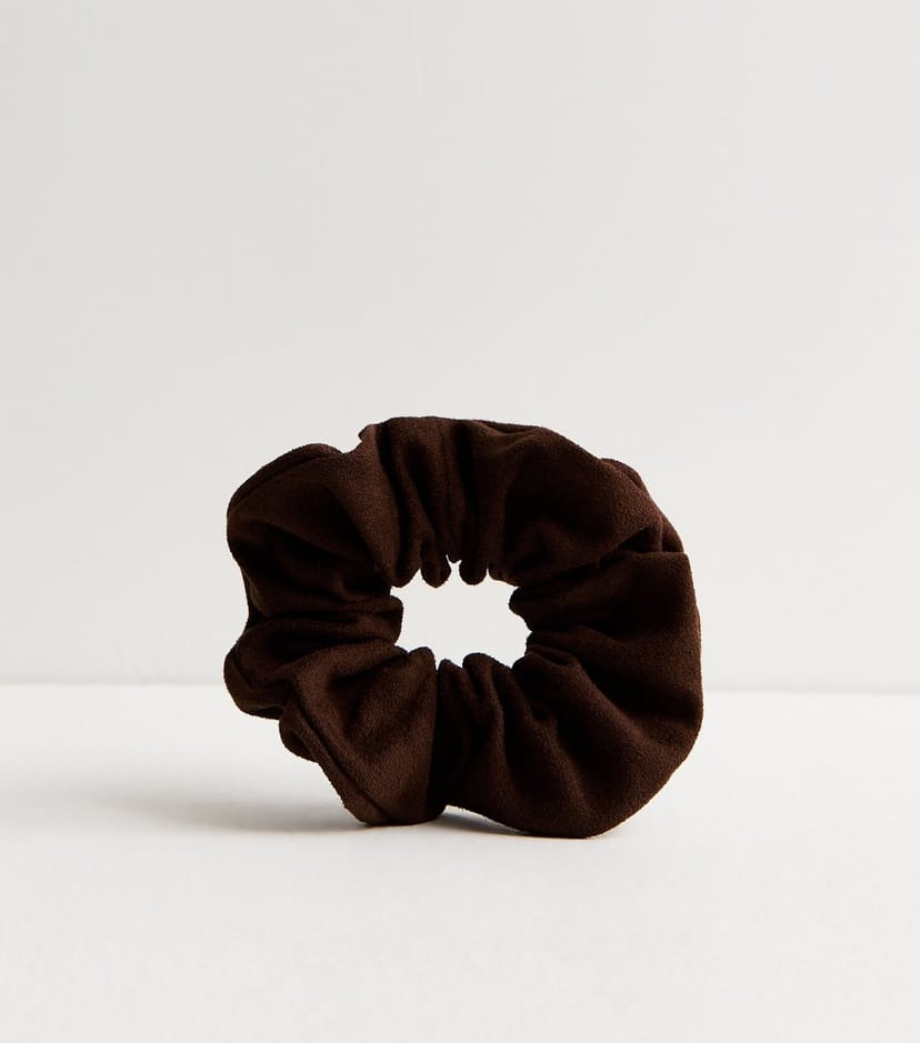 New Look Dark Brown Faux Suede Scrunchie New Look - 1