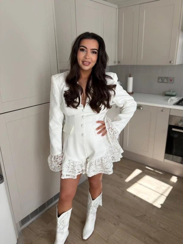 Asos luxe ASOS Luxe White blazer lace playsuit