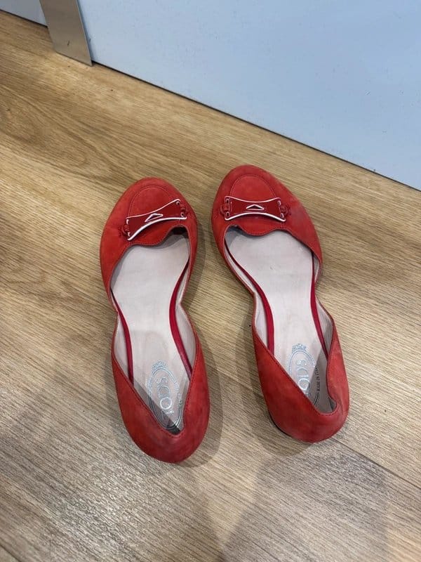 Tods TOD’S Red Suede D’Orsay Ballet Flats – UK 6.5 - 1