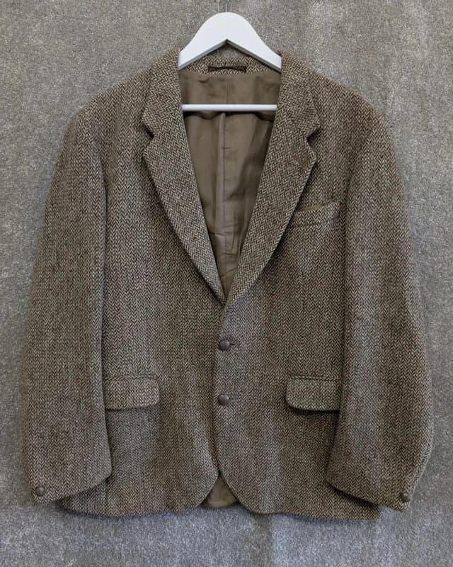 Harris Tweed Harris Tweed Blazer Mens 44L Brown Herringbone Wool Jacket Timothy Coop Vintage