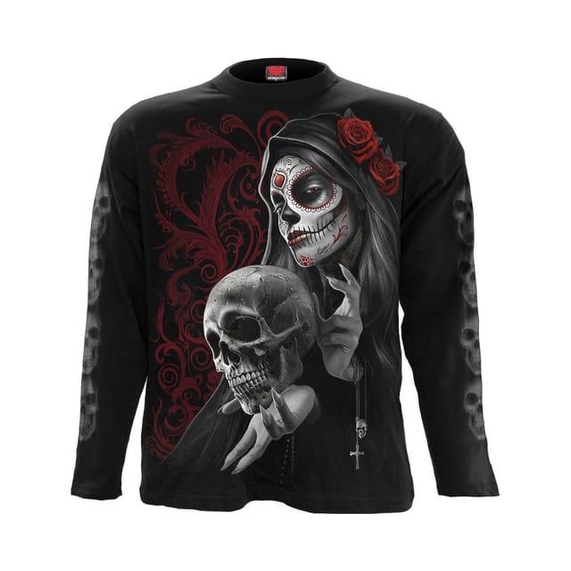 Spiral Direct Spiral Direct Men's Love Is Dead Back & Sleeve Print Long-Sleeved T-Shirt in Black - 2