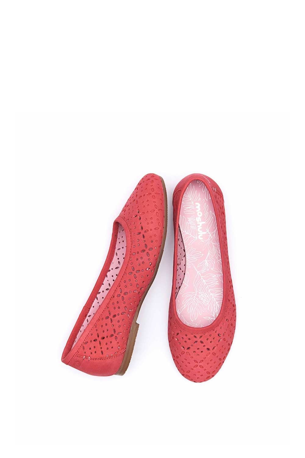 Moshulu Moshulu Women's 'Senara' Punched Pattern Ballerina Pumps in Cerise - 2