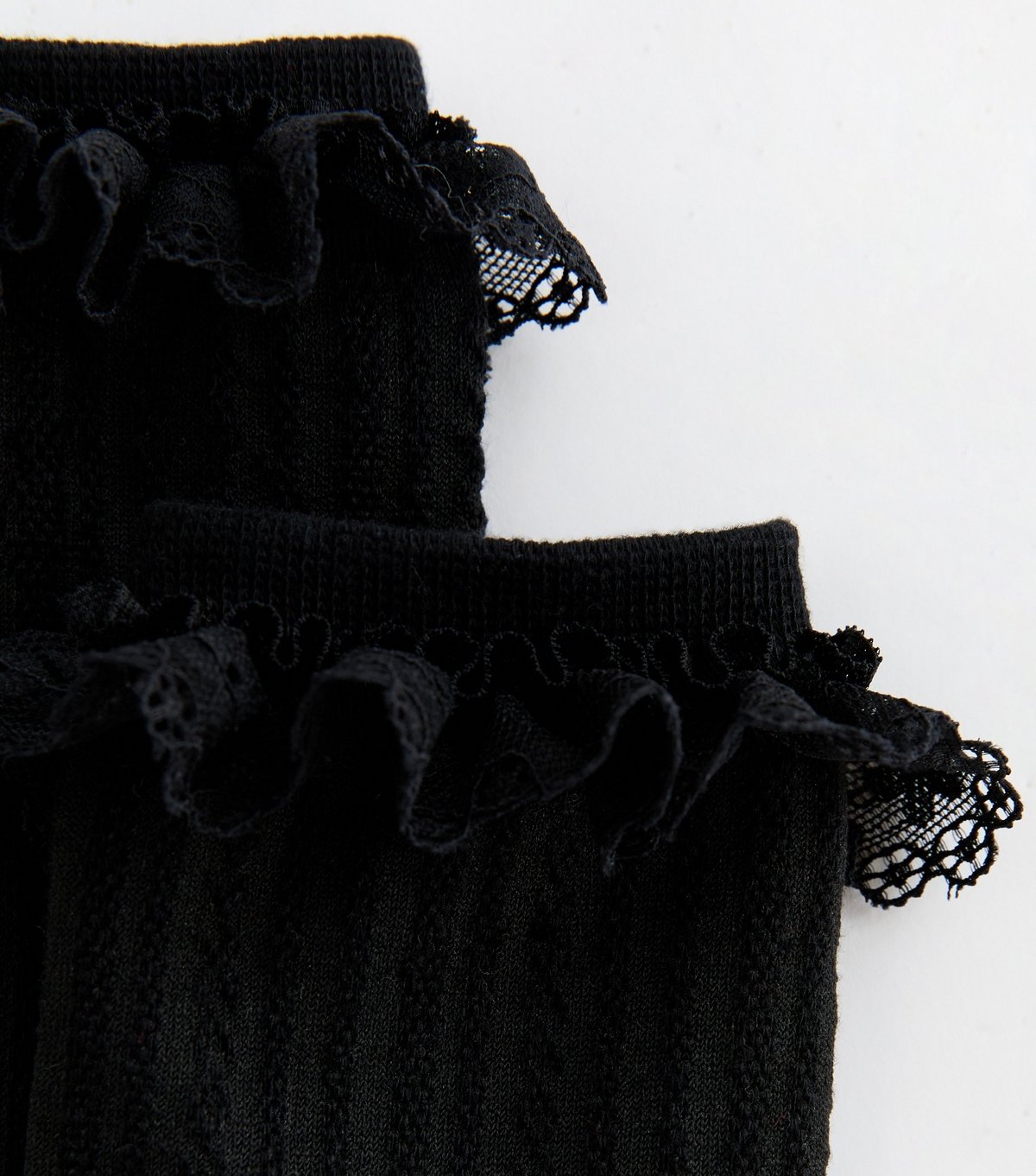 New Look Black Cable Knit Frilly Trim Socks New Look - 2