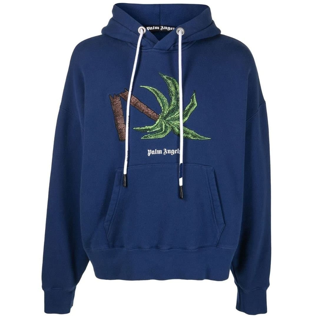 Palm Angels Palm Angels Men's Broken Palm Tree Navy Blue Hoodie