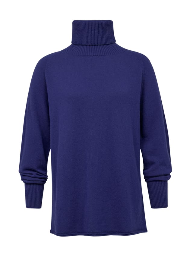 Celtic & Co Celtic & Co Women's Geelong Wool Slouch Turtleneck Sweater in Cobalt - 2