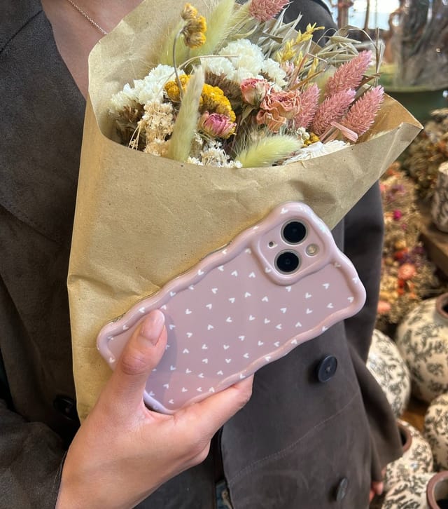 Coconut Lane Light Pink Stone Mini Hearts Wavy Phone Case Coconut Lane New Look - 3