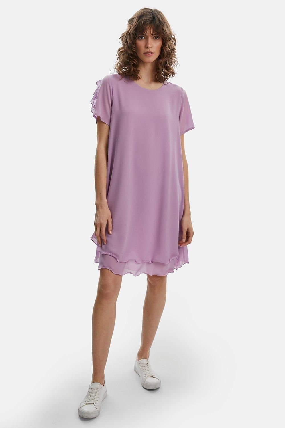 James Lakeland James Lakeland Women's Short Sleeve Wave Hem Dress in Pale Lilac
