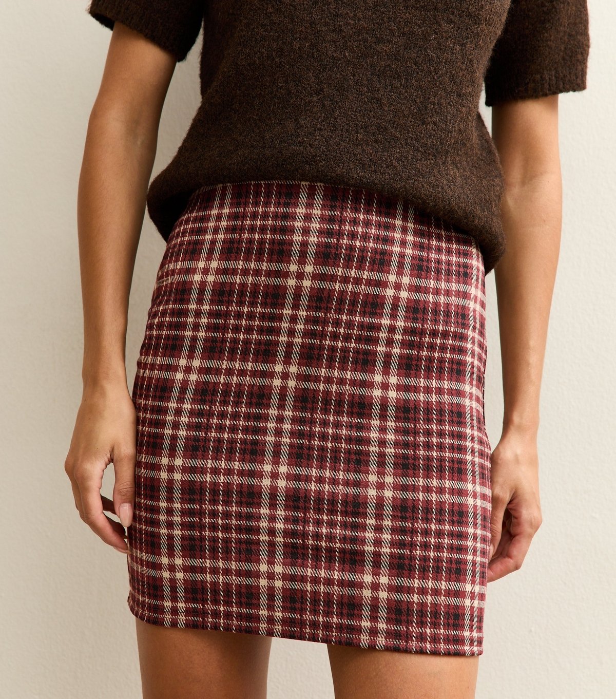 New Look Women's Tall Red Check Tube Mini Skirt New Look - 3