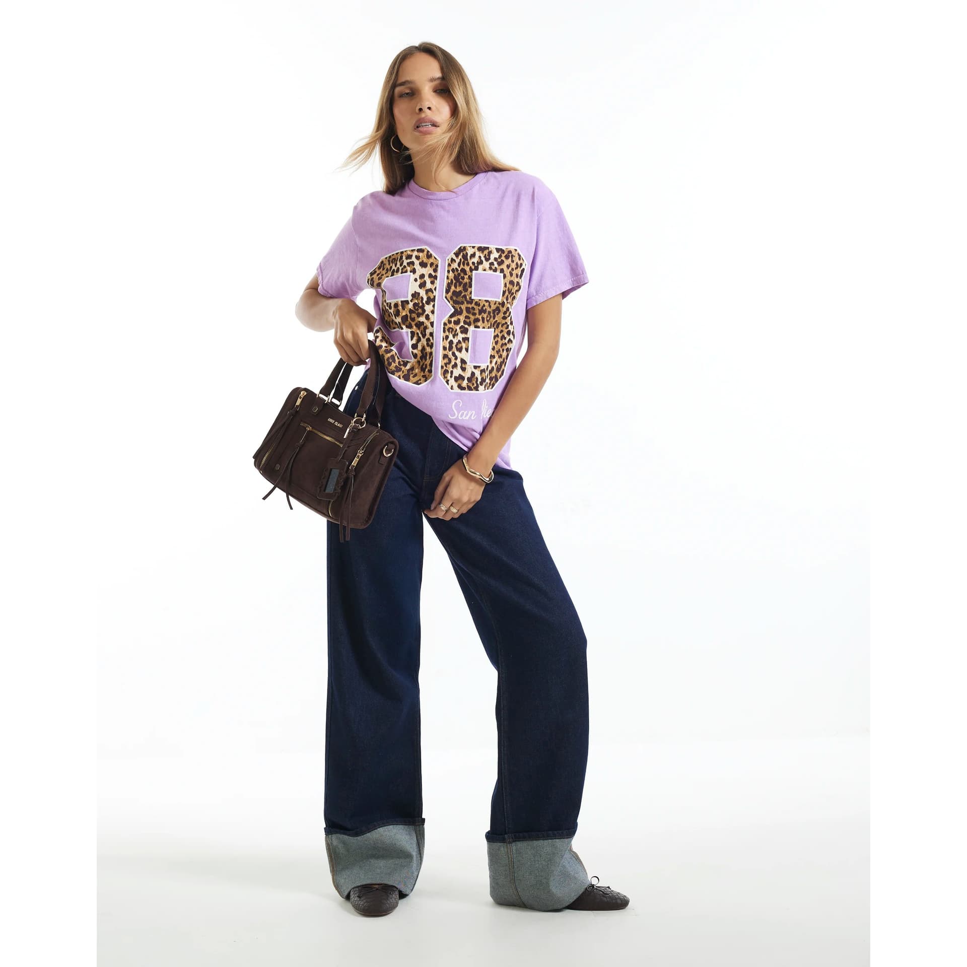 River Island River Island Womens Purple 98 San Diego Leopard Print T-Shirt