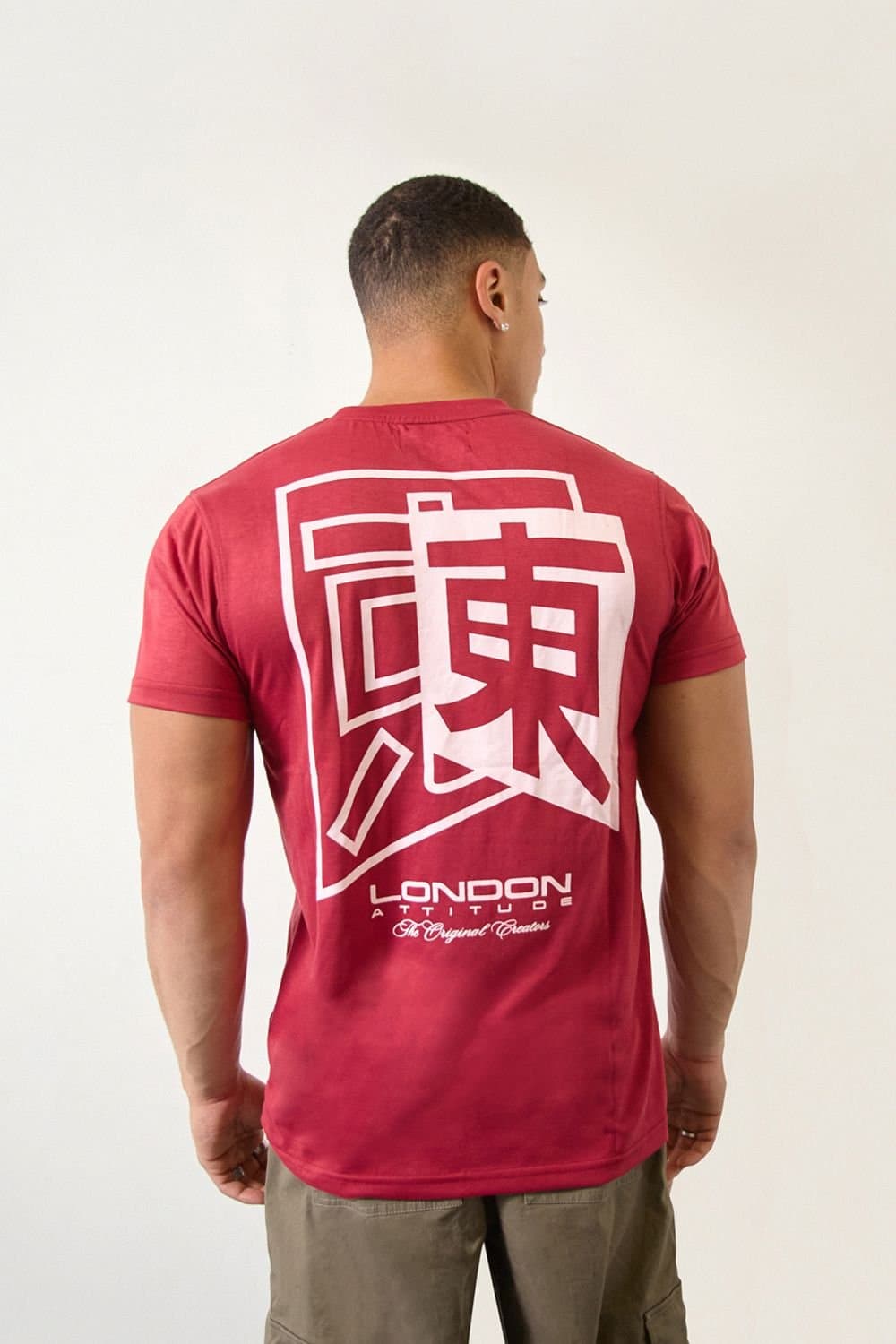 LONDON ATTITUDE LONDON ATTITUDE Men's Maroon Japanese-inspired T-Shirt