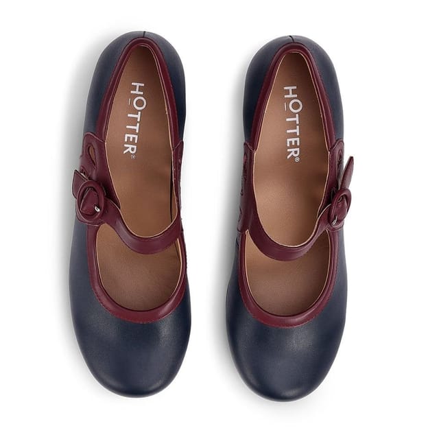 Hotter Hotter Women's Wide Fit 'Broadway' Vintage Heels in Navy - 3