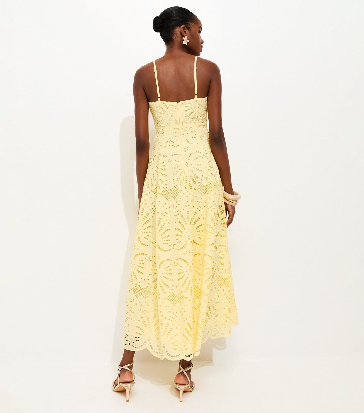New Look Women's Yellow Cutwork Strappy Midi Dress New Look - 4