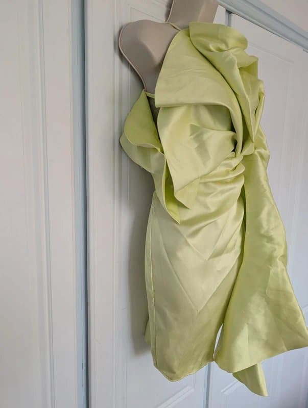 ASOS ASOS Luxe draped fan detail satin mini dress in yellow size 4