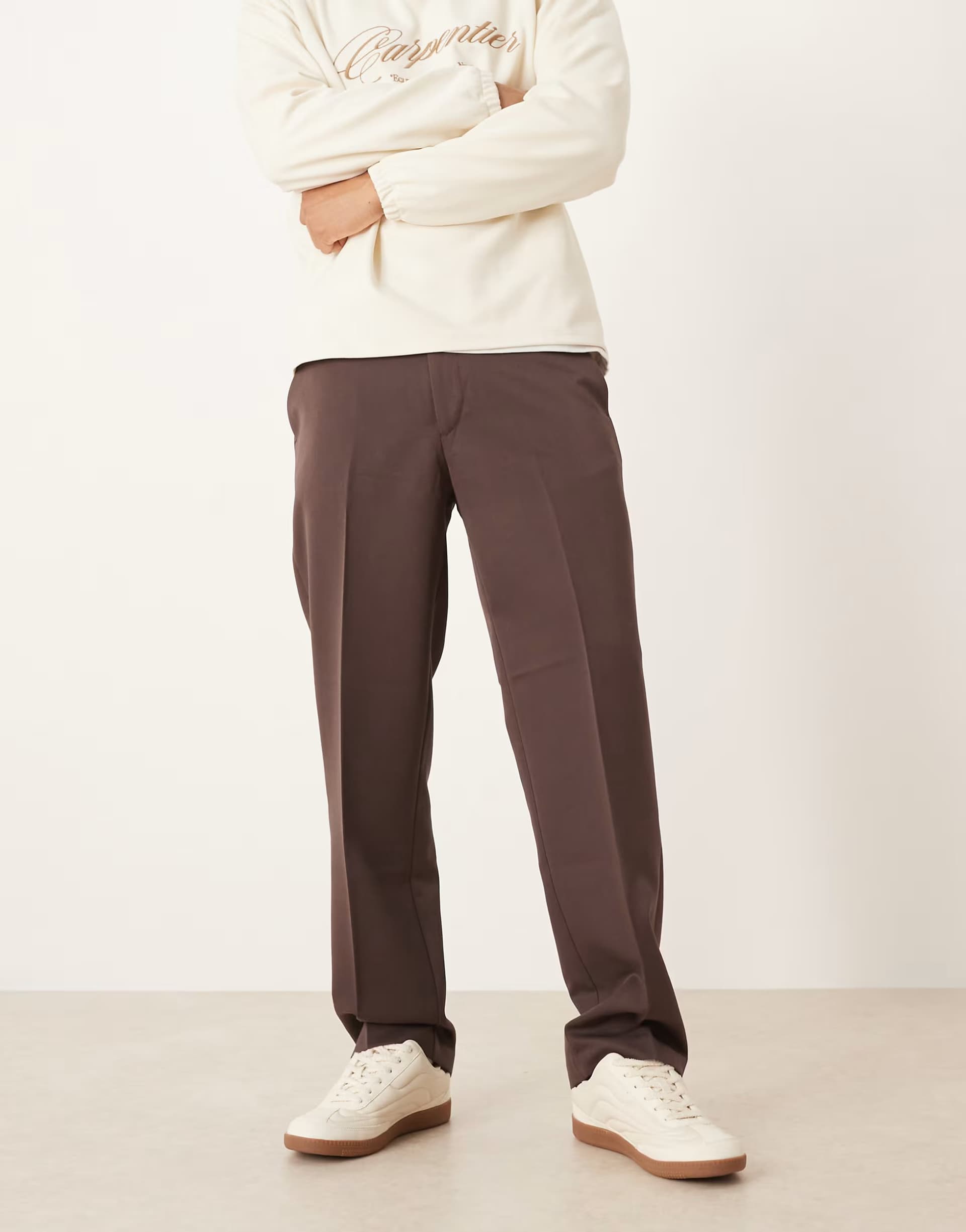 ASOS ASOS DESIGN smart straight leg trousers in dark brown