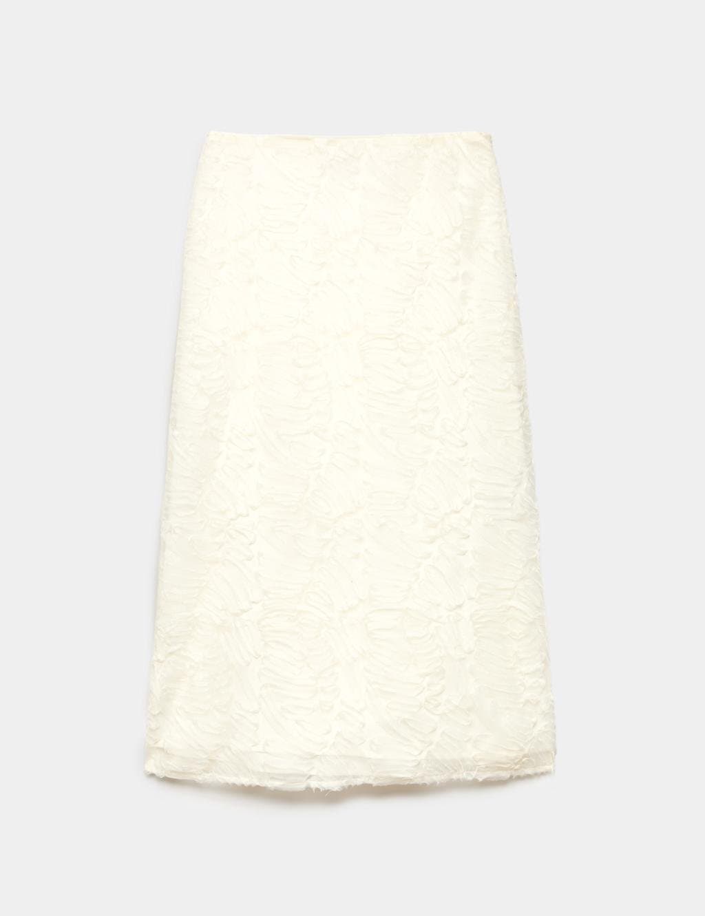 Marks & Spencer M&S Textured Midi A-Line Skirt Soft White
