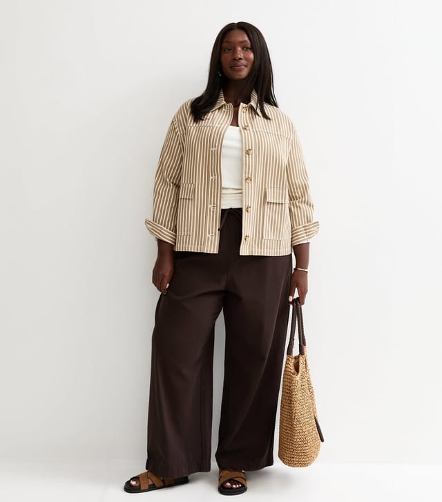 New Look Women's Plus Size Mink Stripe Shacket Curves New Look - 3