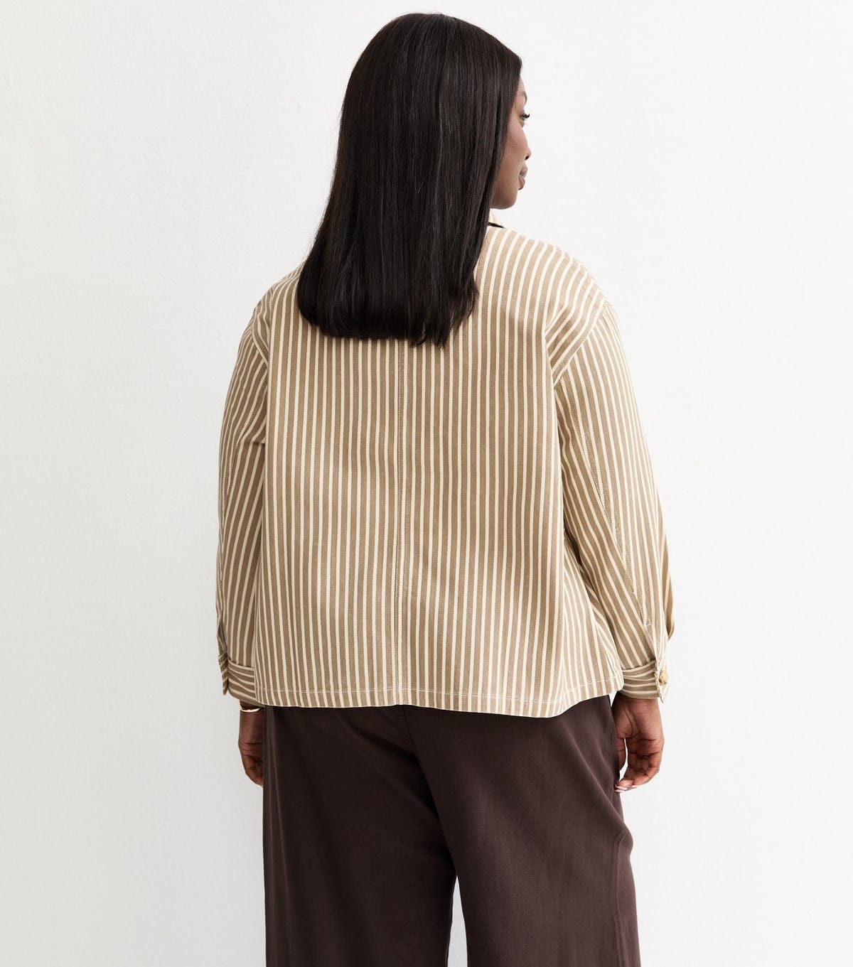 New Look Women's Plus Size Mink Stripe Shacket Curves New Look - 4