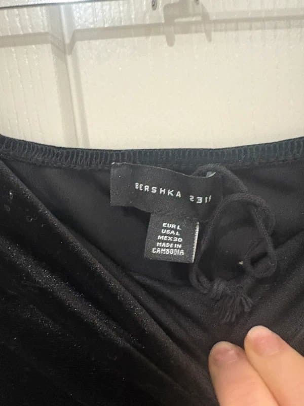 Bershka Black velvet puff dress