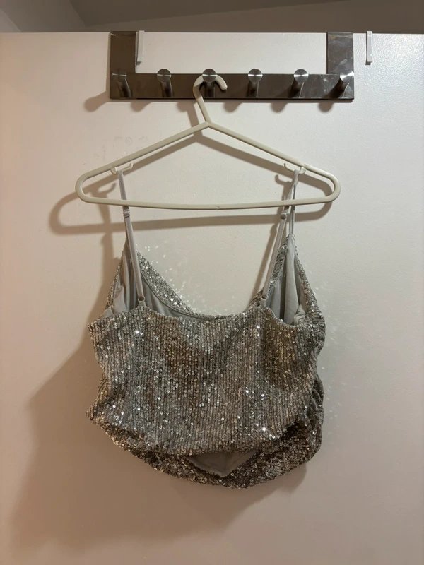 ASOS Design Silver sequin cowl neck top - 1