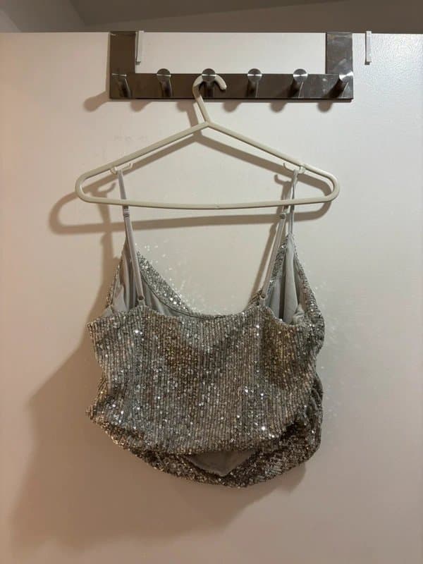 ASOS Design Silver sequin cowl neck top