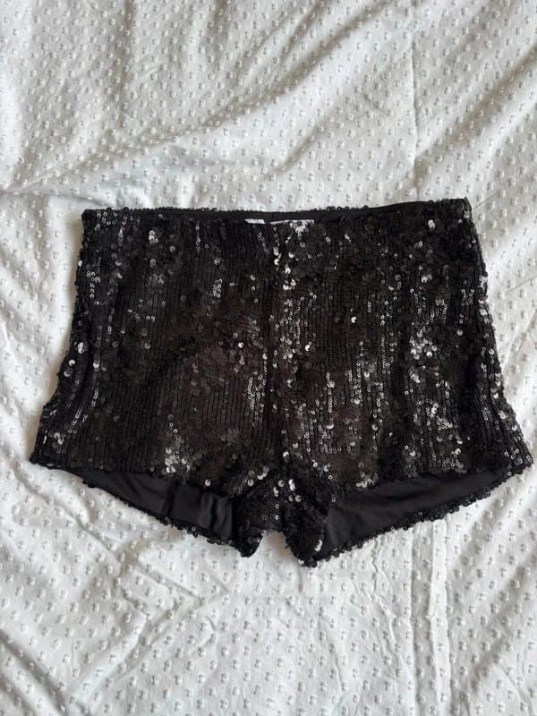 Bershka Bershka sequin black high waisted shorts