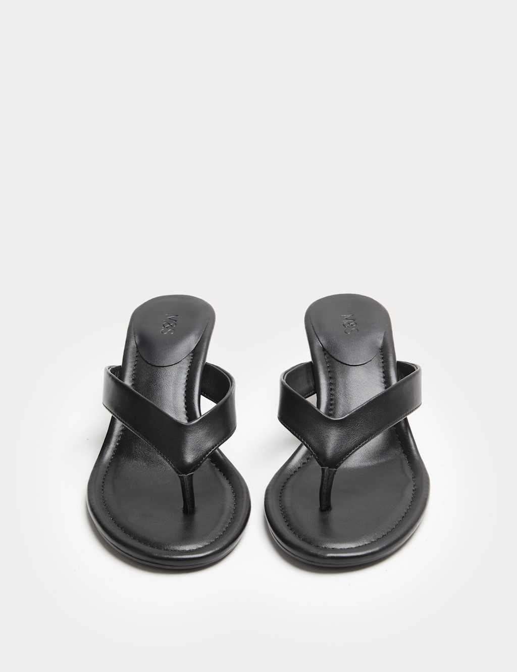 Marks & Spencer M&S Kitten Heel Toe Post Sandals Black - 1