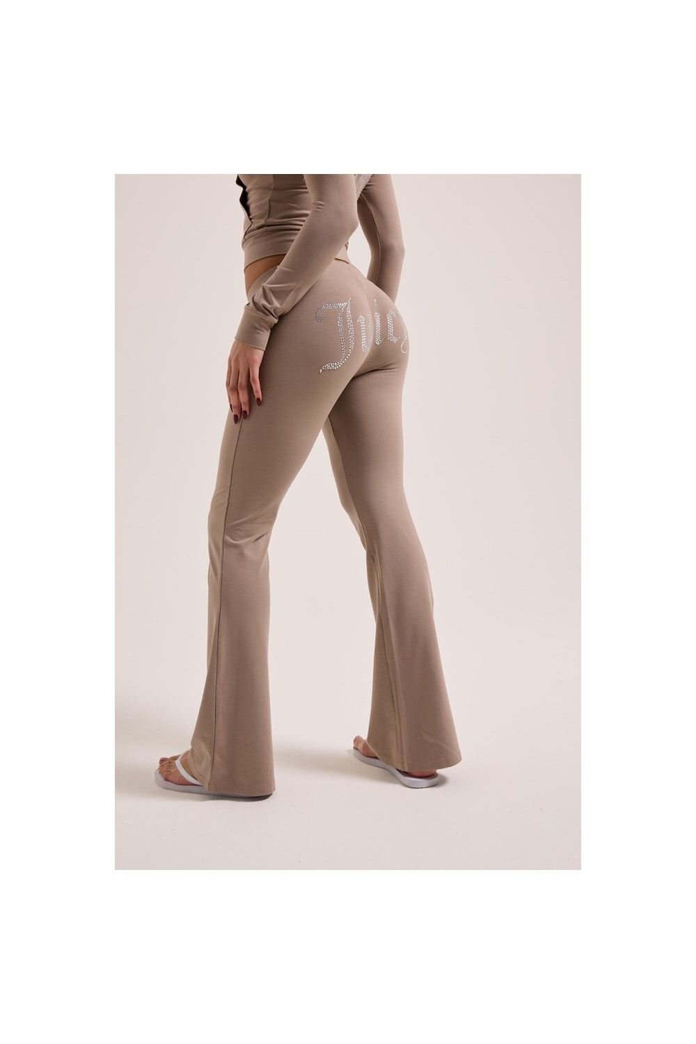 Juicy Couture Juicy Couture Women's Apollo Diamante Jersey Low Rise Pant in Brown - 2