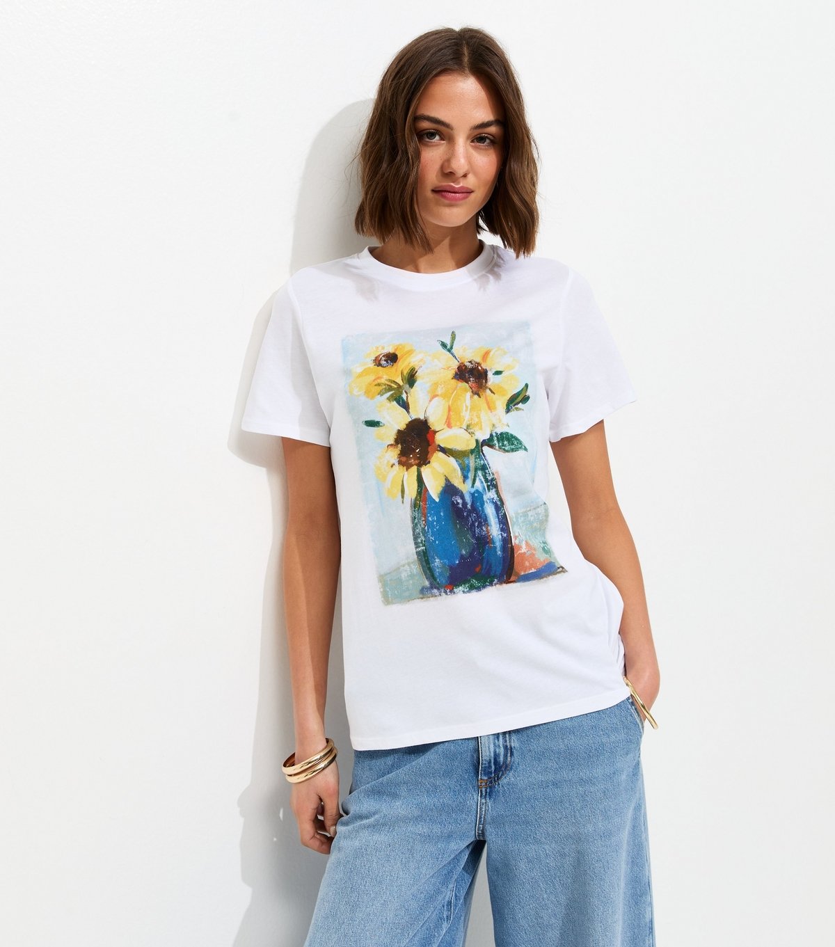 New Look Women's White Sunflower Print T-Shirt New Look - 2