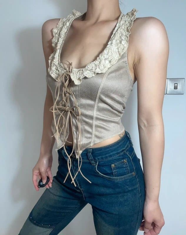 No Label Western cottagecore corset top