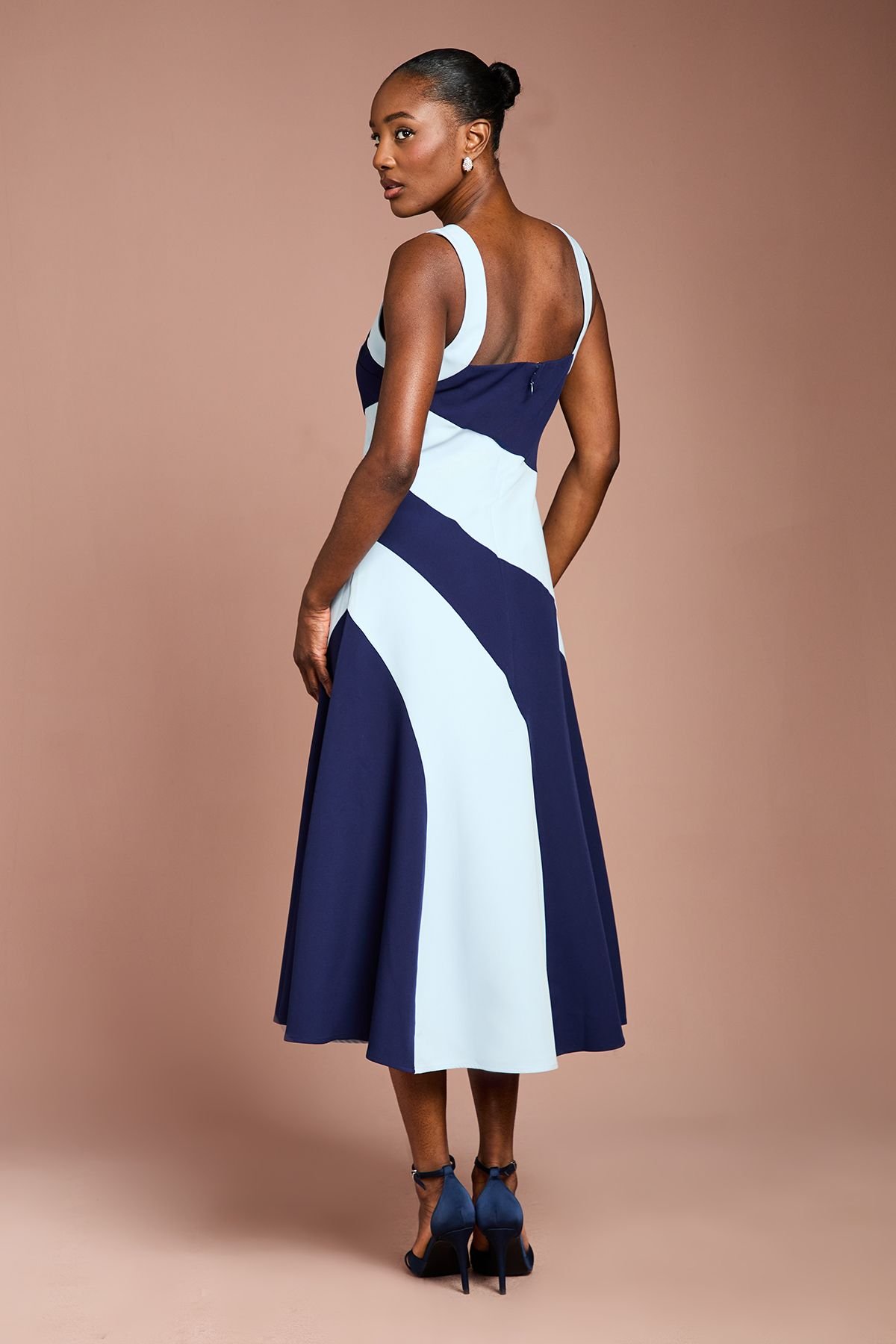 Coast Coast Women's Colour Block Crepe Midi Dress in Navy - 3