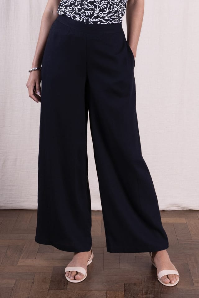 Nomads Clothing Nomads Clothing Women's Women Linen Wide Leg Plain Trousers in Black - 2