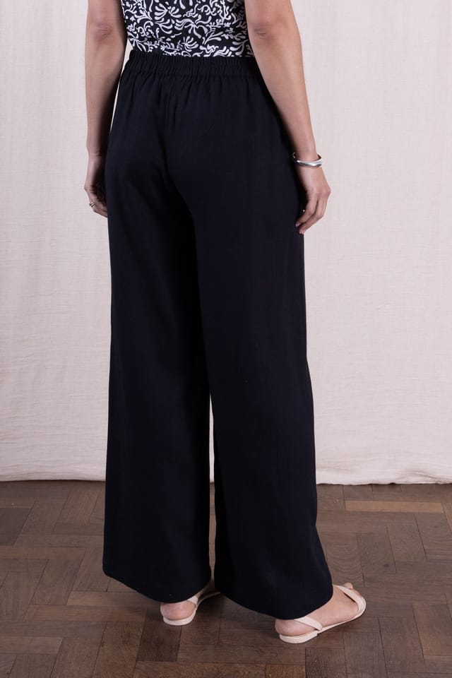 Nomads Clothing Nomads Clothing Women's Women Linen Wide Leg Plain Trousers in Black - 3